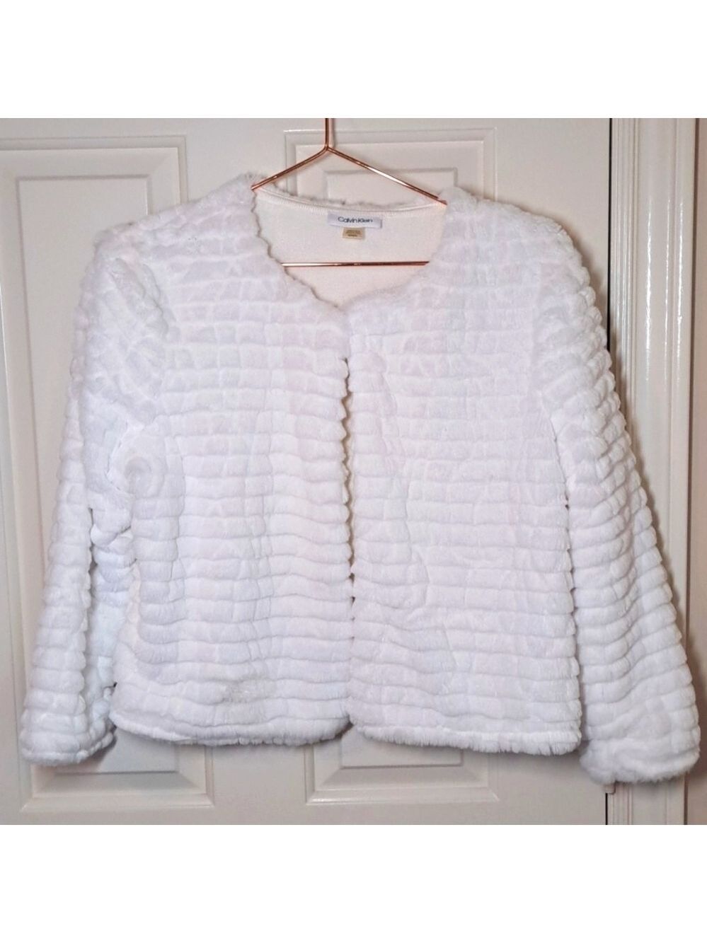 Calvin Klein Cropped Faux Fur Jacket Medium